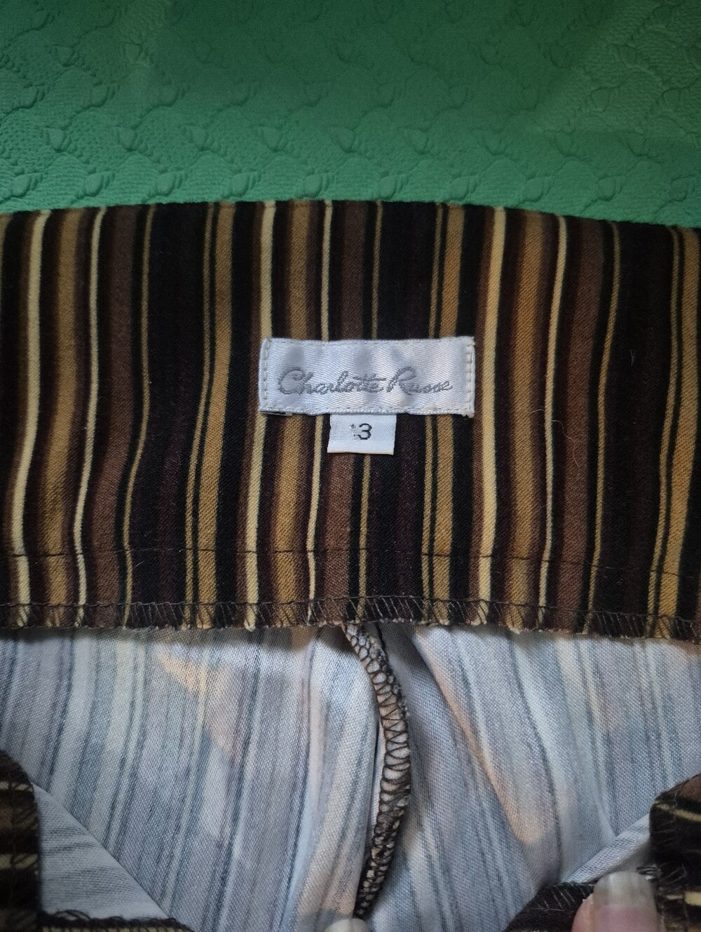 Charlotte Russe Low Rise, Skinny Fit Vertical Stripe Pants - Brown, Tan & Black